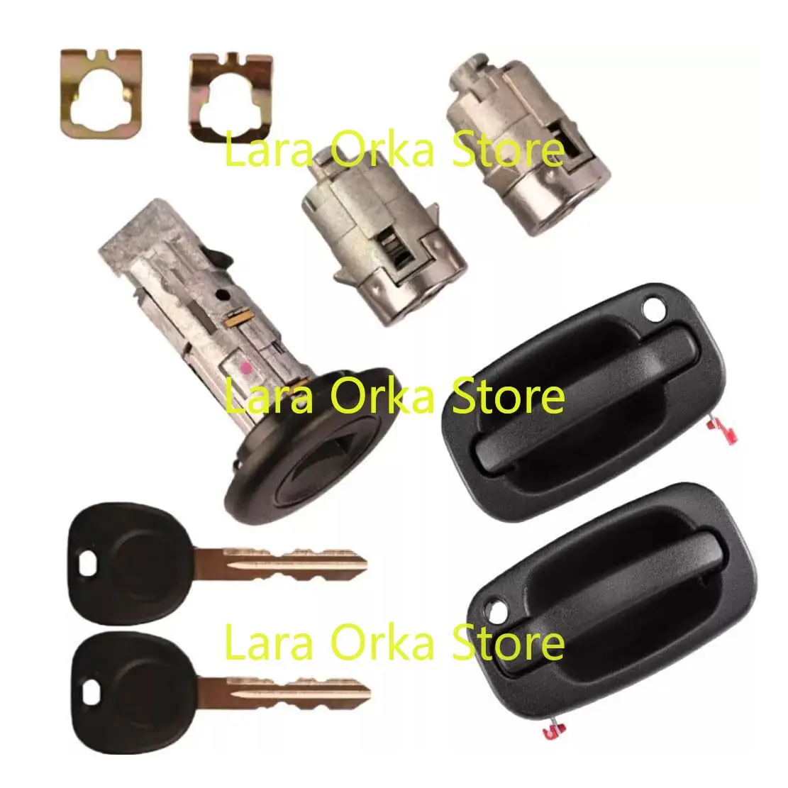 

Exterior Door Handle & Ignition Lock Cylinder with Keys Compatible with Buick, Replace 15034985, 15034986, 19356468, 15298923