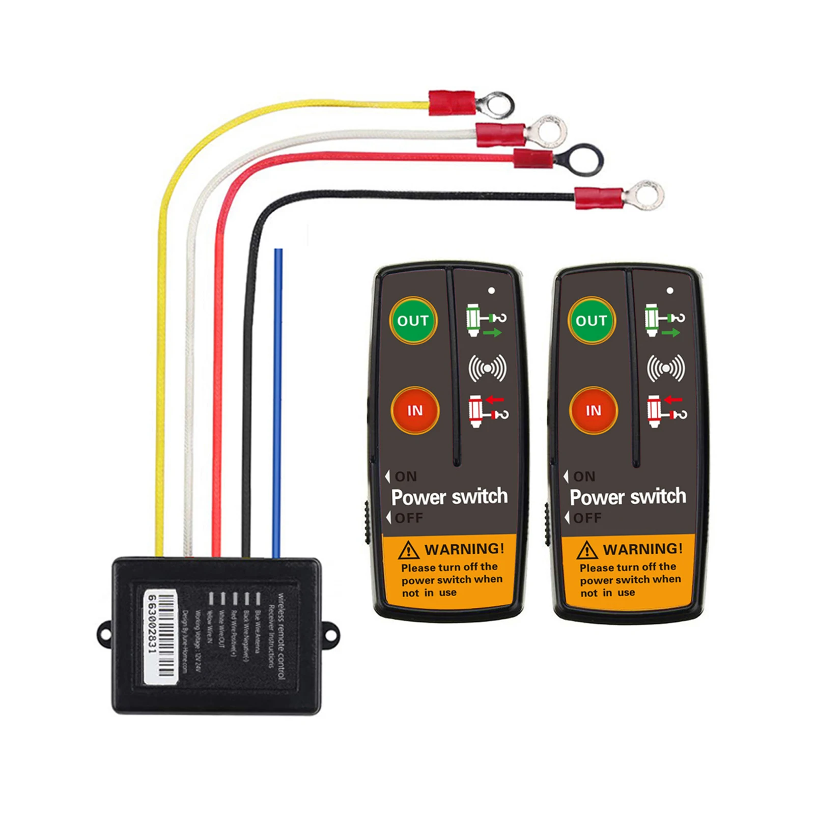 Controle remoto elétrico sem fio do guincho, 12V, 24V, preto, durável, caminhão, ATV, UTV