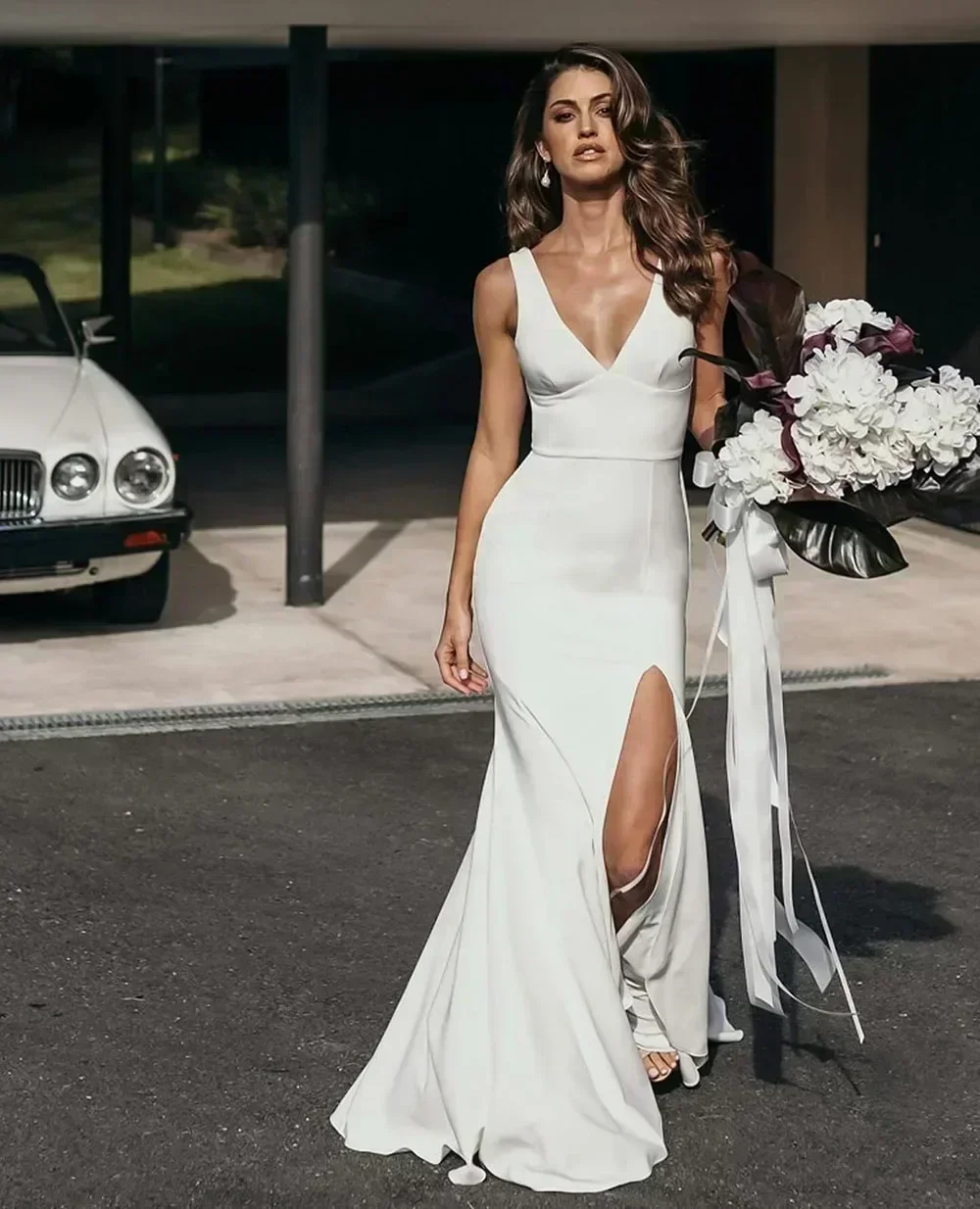 ชุดเดรสยาวคอวีทรงกระบอก ผ้าเจอร์ซีย์ ดีไซน์คลาสสิก หรูหรา สำหรับงานพรอม งานเลี้ยง งานกลางคืน สไตล์เรโทร คุณภาพสูง รับตัดตามสั่ง