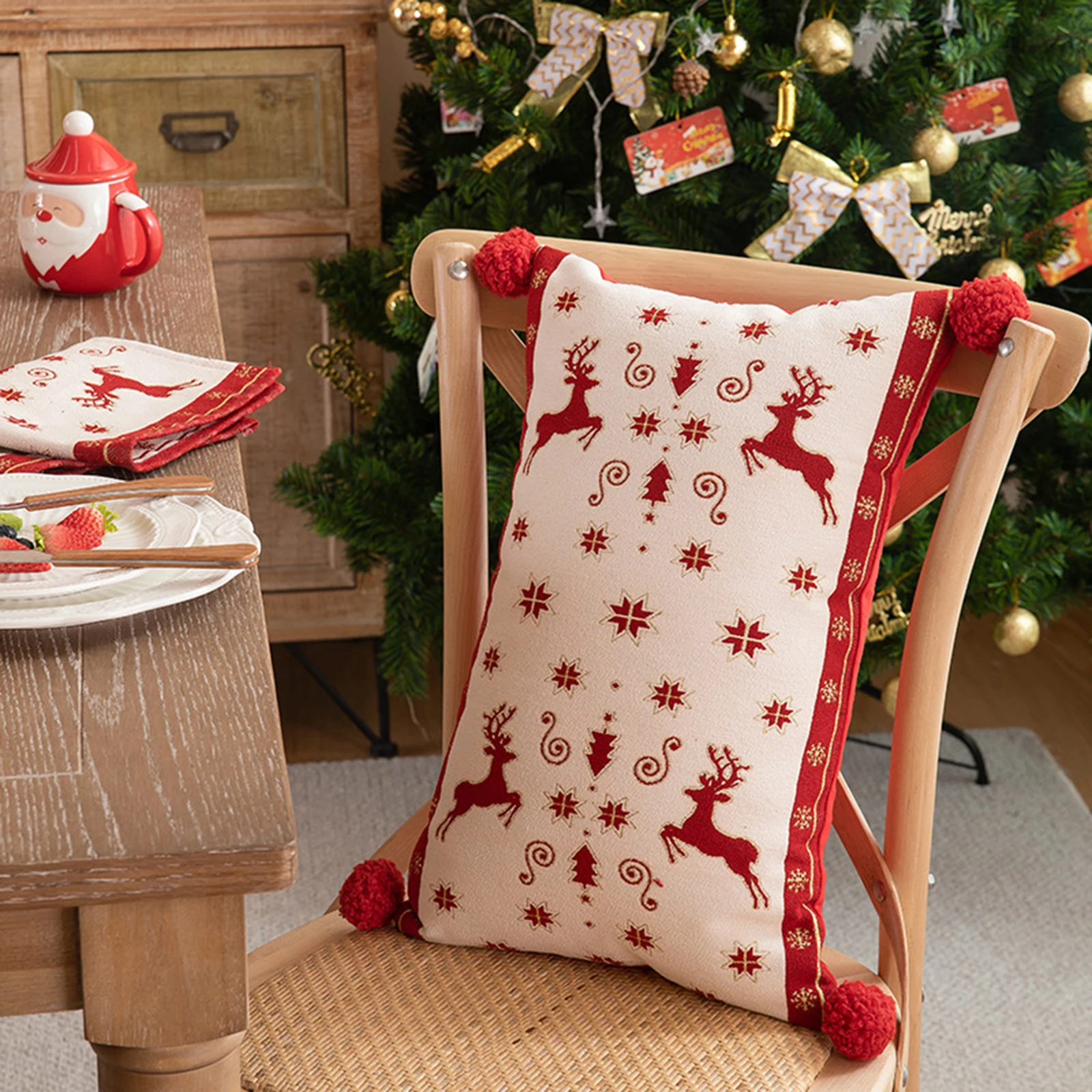 30 X50cm Christmas Pillow Covers 2025 Xmas Tree/Reindeer Embroidery Throw Pillow Covers Lumbar Pillow Cases for Sofa, Couch, Bed