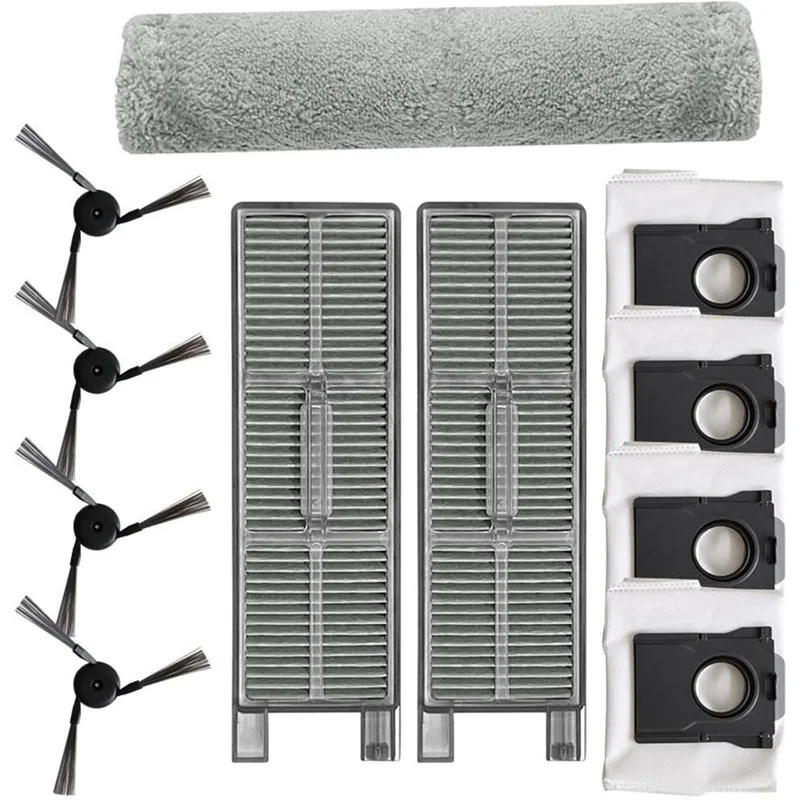 Pano de esfregão rastreado AT28, escova lateral, filtro e saco de pó - 11 peças de reposição para aspirador de pó Mova Z50 Ultra/Z5 Pro/Z5