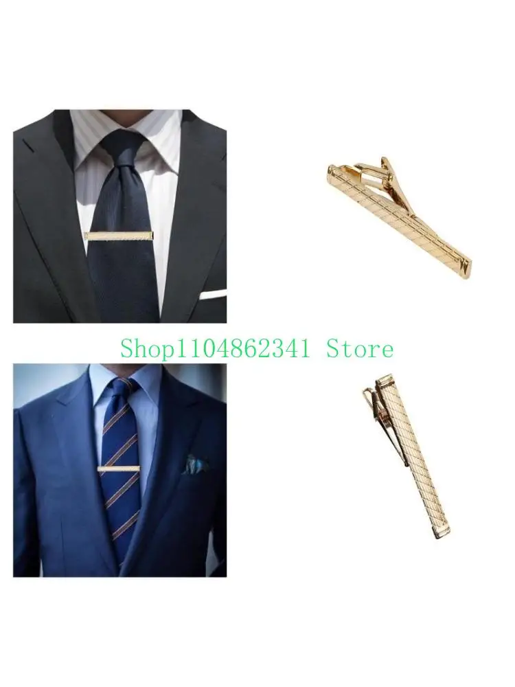 652F Engraved Alloy Tie Clip Men Wedding Necktie Clip Gentlemen Brass Golden Tie Clip