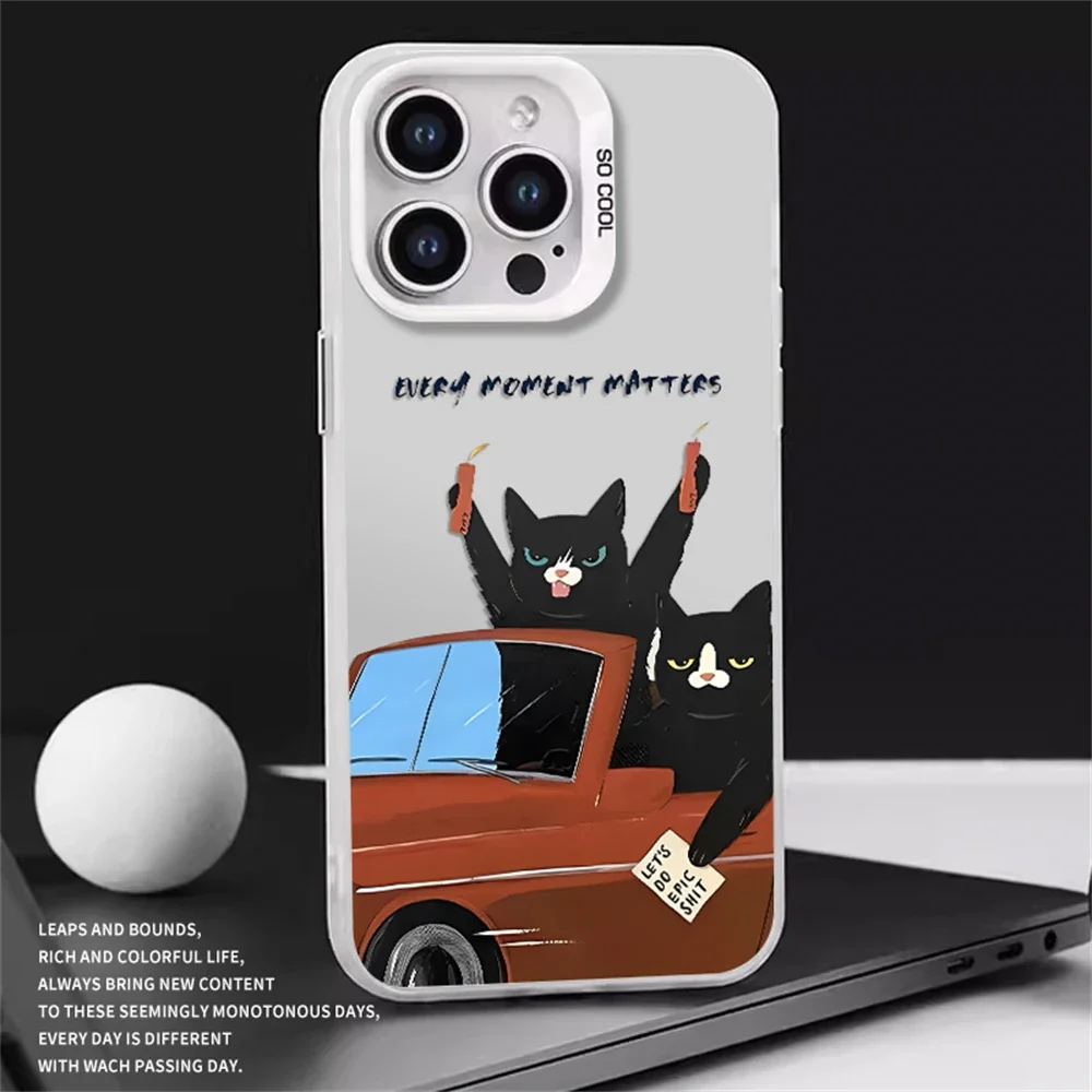 Funny Hippie Cat Case for iPhone 16 12 13 mini 11 14 15 Pro Max XR 8 Plus Dual Layer Hard Plastic Cover with Camera Protection