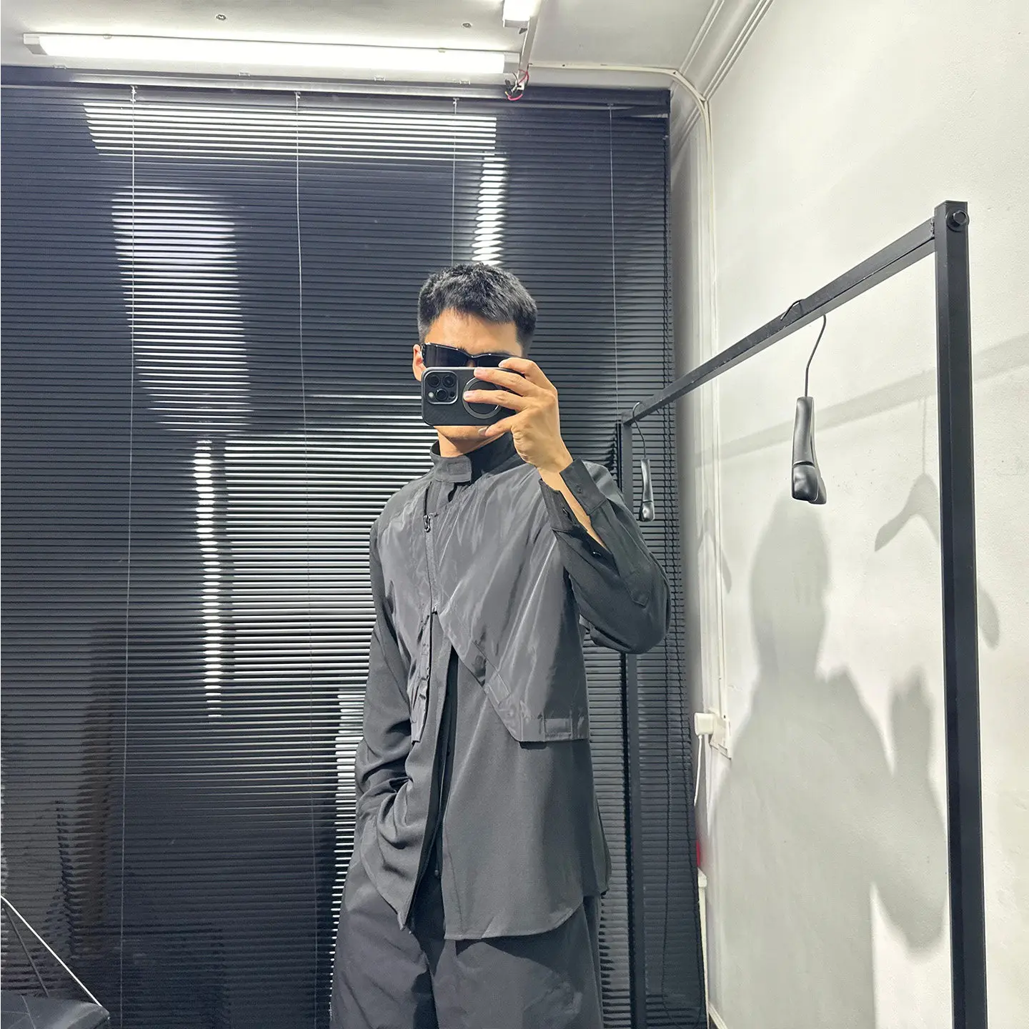 Dark Design Sense Avant-Garde Fake Two-Piece Stand Collar Shirt Men's Autumn Loose Retro Idle Style All-Matching