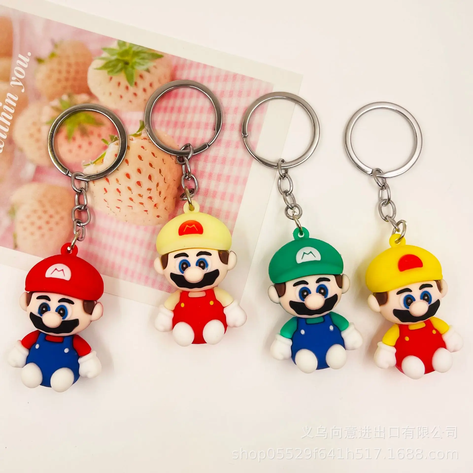 Super Mario Keychain Cartoon Character Free Shipping Creative Gift Game Mario Action Figure Car Keychain DIY Jewelry