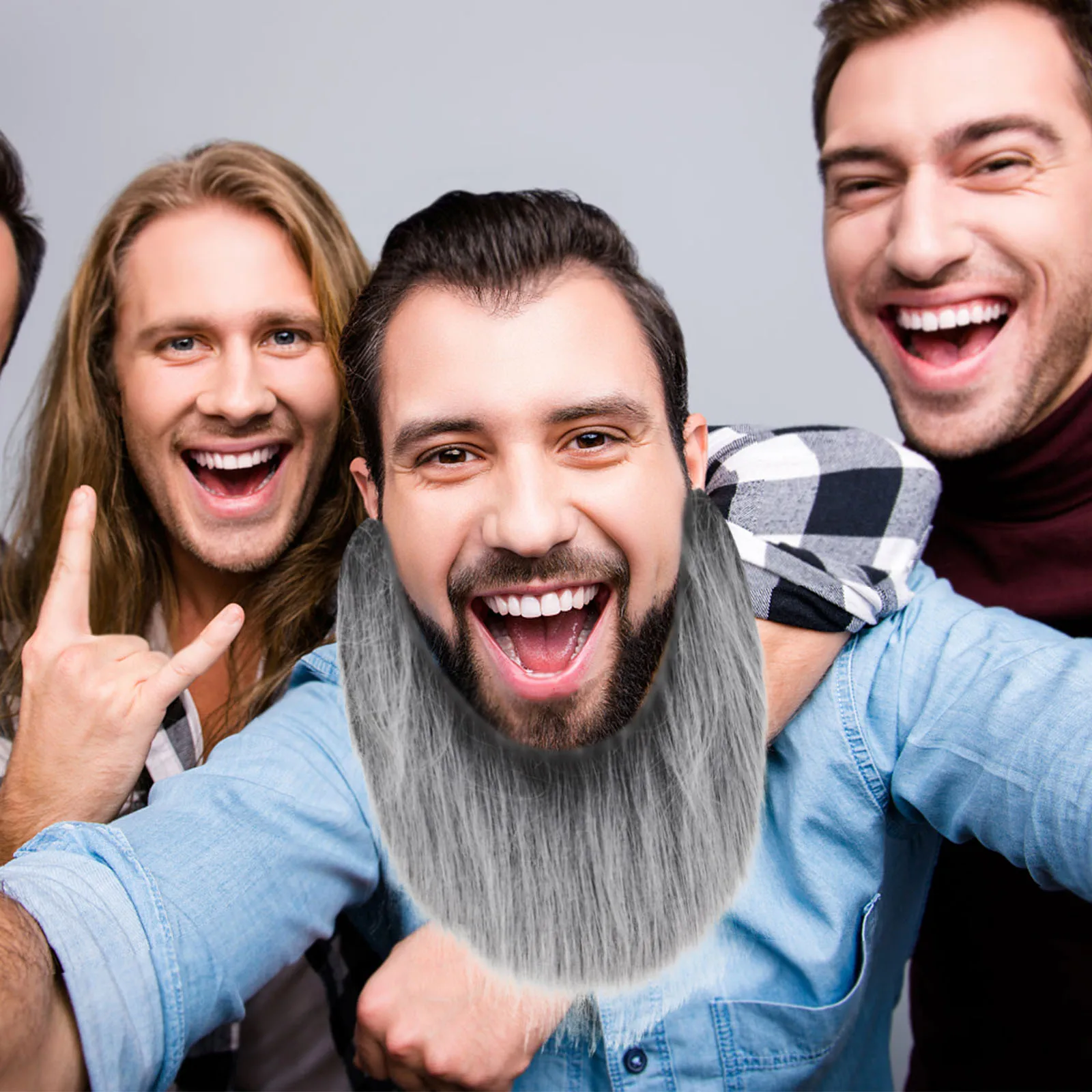 2 pçs realista barba falsa cinza traje cabelo facial para homens cosplay festa de halloween reutilizável cabelo facial teatral artificial