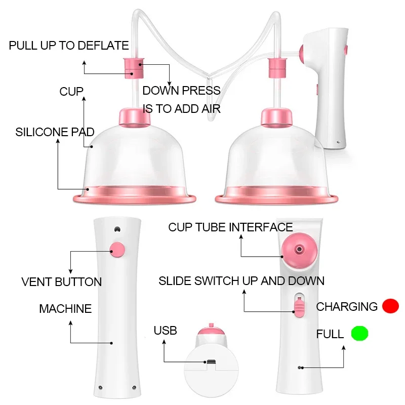 Breast Vacuum Enhancement Body Pump for Lady Electric Woman Breast Massager Device Enhancements Massage Instrument