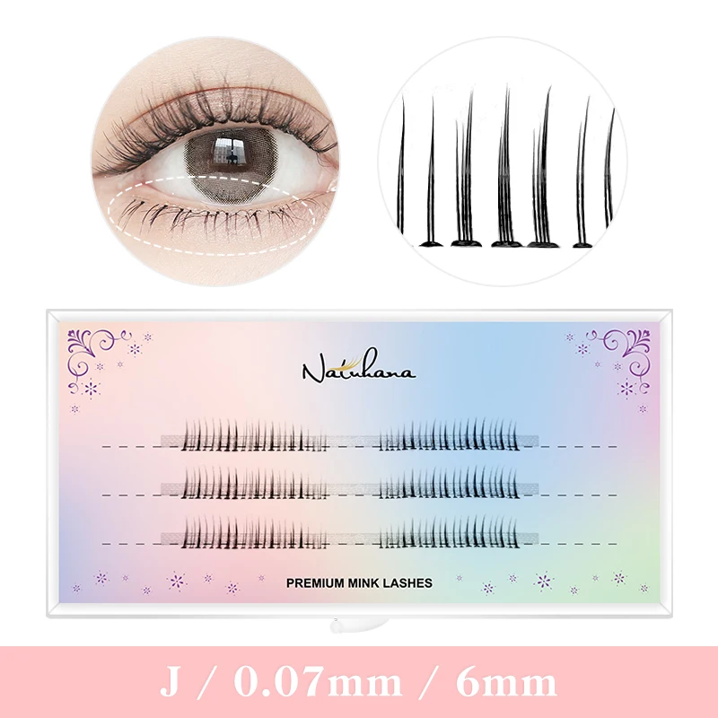 NATUHANA Individual Natural False Lower Eyelashes V Shaped Bottom Lash Extensions DIY Cluster Under Eye Lashes