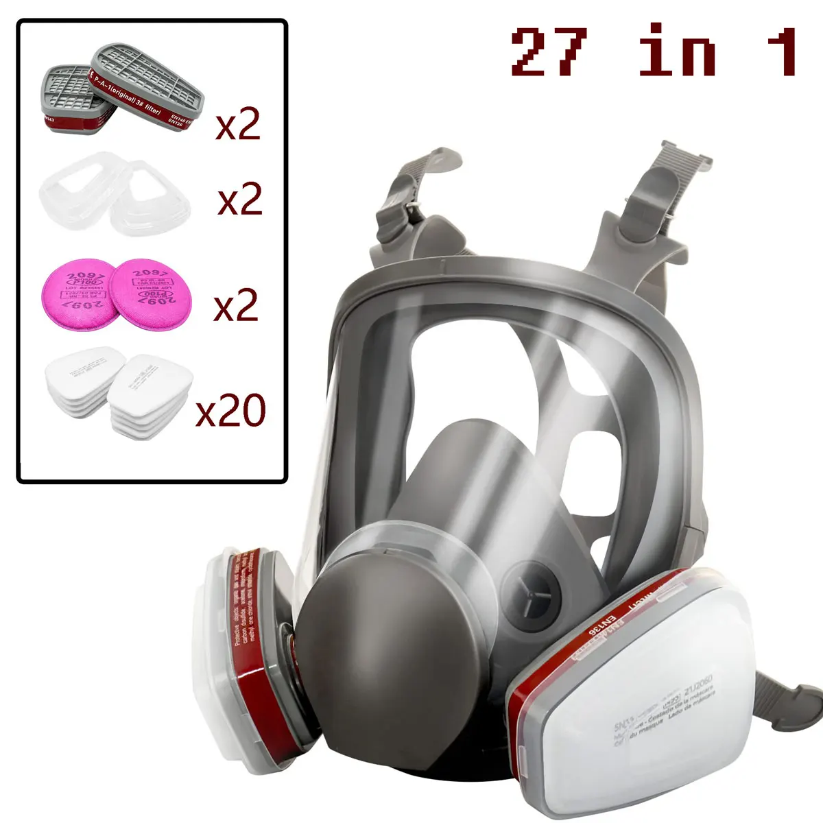 6800 Gas Mask Full Face Large Size Respirator Reusable Full Face Respirator Gas Paint Sprayer Chemical Wood working Dust