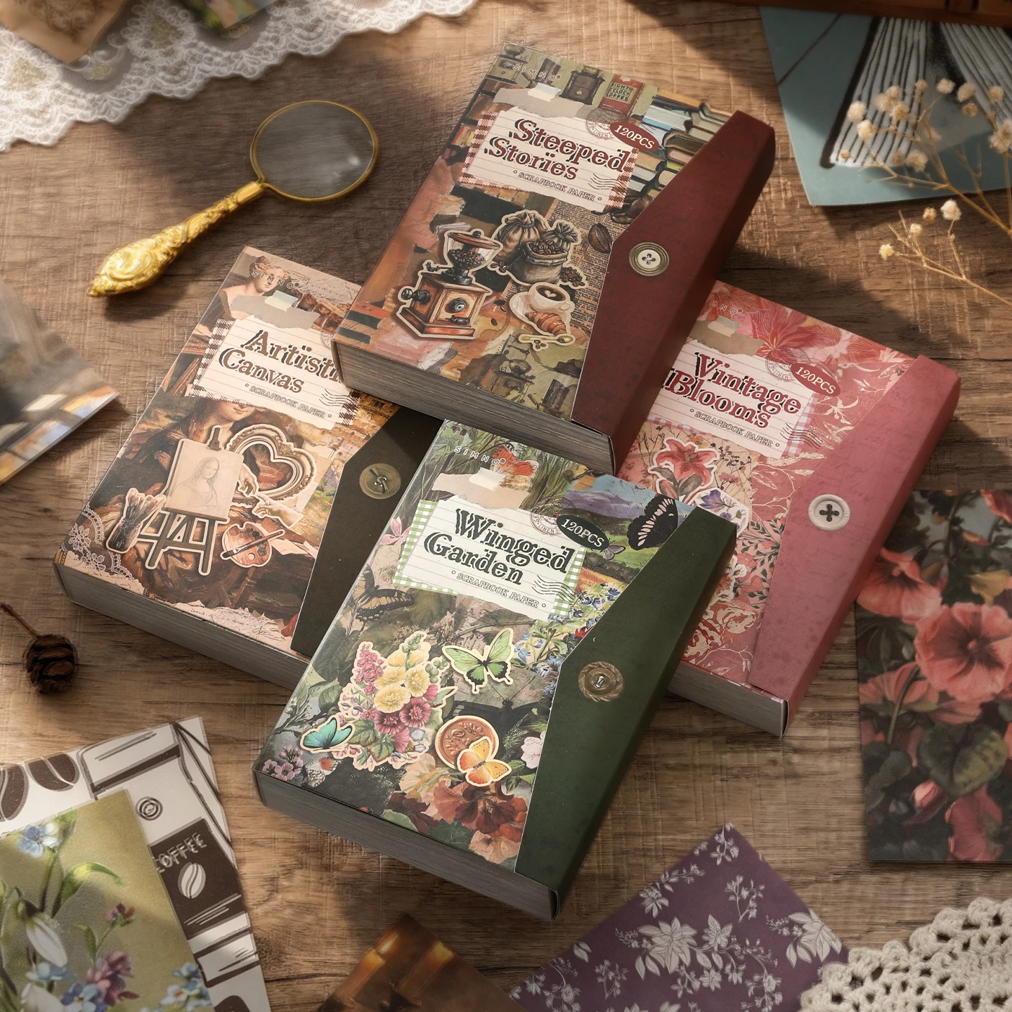 120pcs Poetry of All Things Series Material Papers 2.0 Antique Style DIY Journal Scrapbooking Base Background Decorative Paper