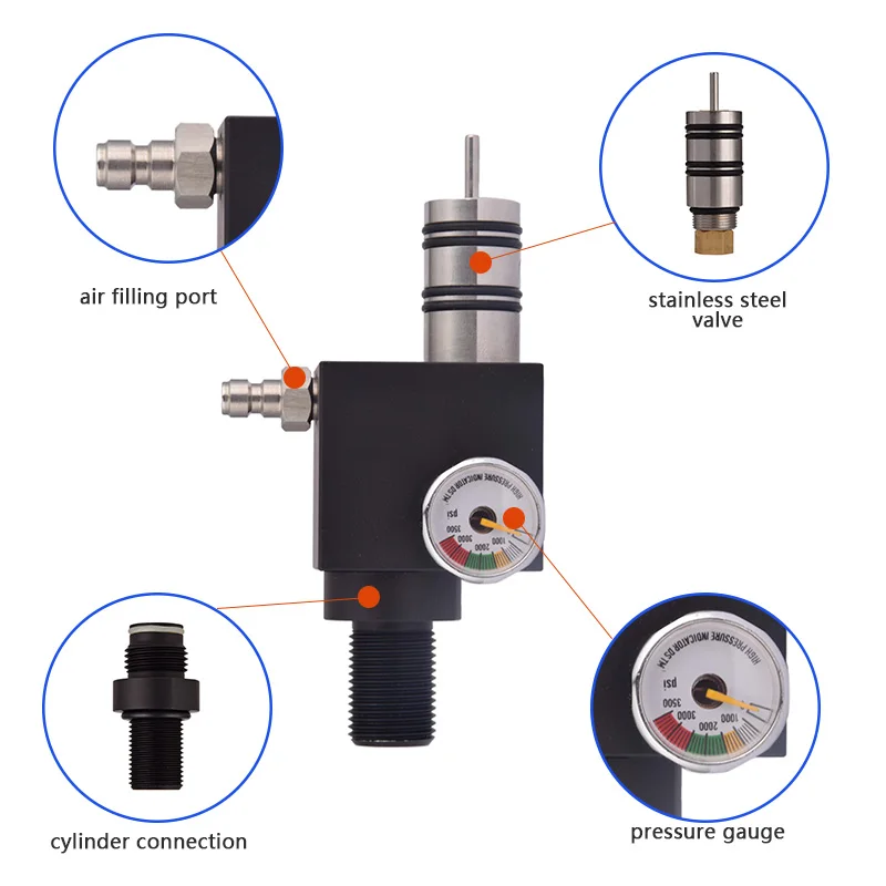 Imagem -04 - Hpa-air Tanque Refil Válvula para Mergulho Aquarium Paintball Adaptador Sodastream Co2 Regulador 300bar 4500psi z Válvula