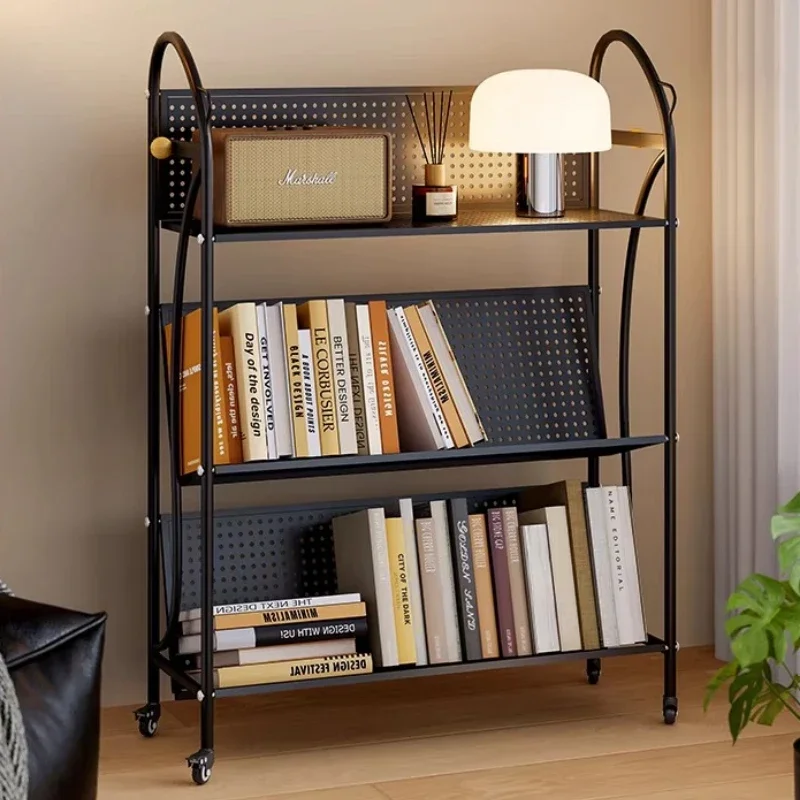 Portable Rotating Kids Bookcase Children's Bookshelf Metal Floor Standing Rack for Nursery Playroom Kindergarten Book Organizer