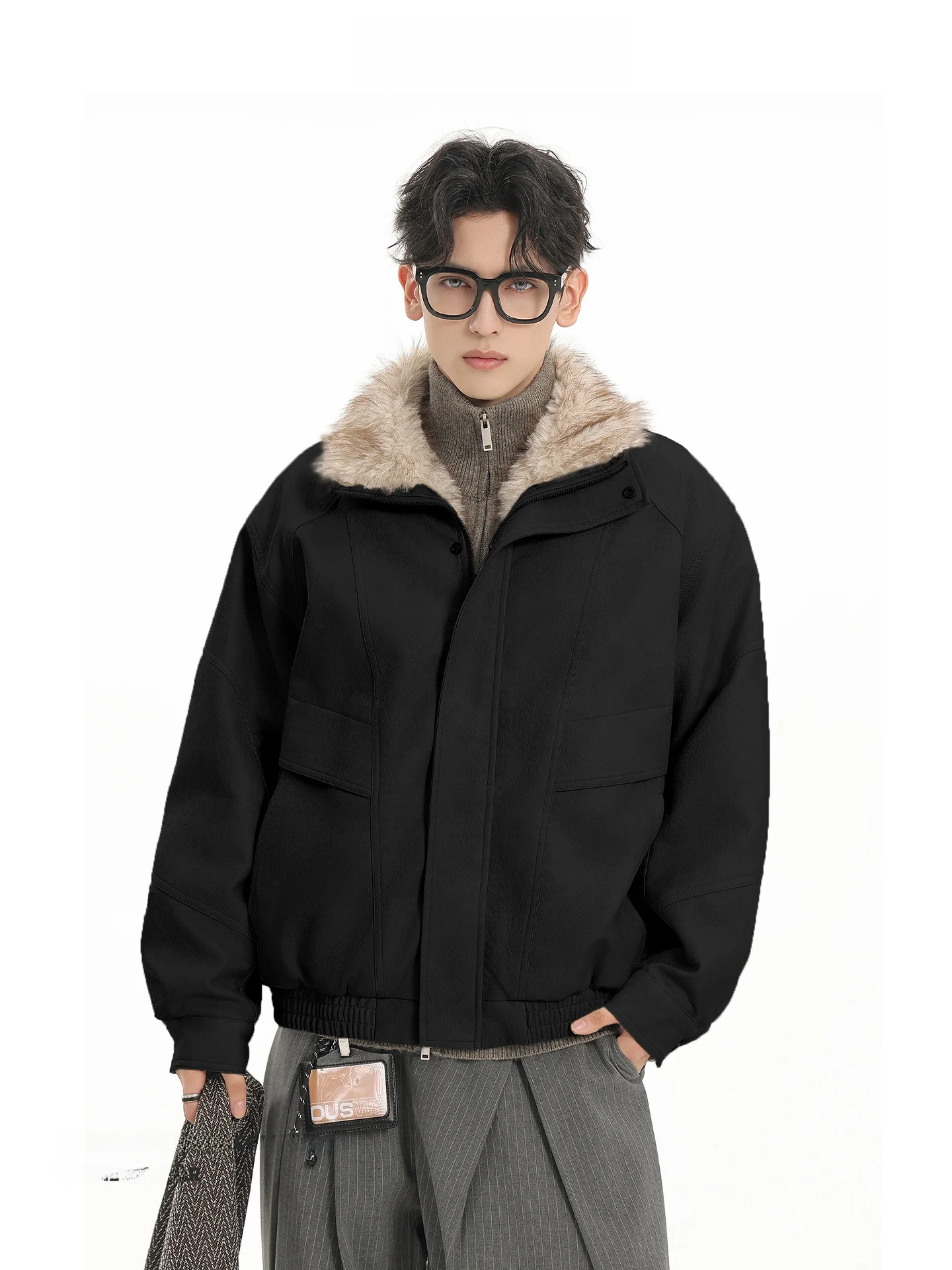 

ACRARDIC Men's Loose Fit Thiened Cotton Jaet Hooded Zipper Closure Long Sve Basic Sle Daily Wear Pure Color Coat