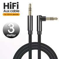 3.5mm Aux Audio Cable Right Angle Male to Male Silver-Plating Auxiliary Jack HiFi Cables For Car iPhone Headphones 1/2/3 Meters