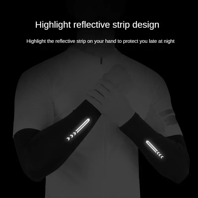 1Pair Ice Fabric Breathable UV Protection Running Cooling UPF 50 Arm Sleeves Fitness Basketball Elbow Pad Sport Cycling Outdoor