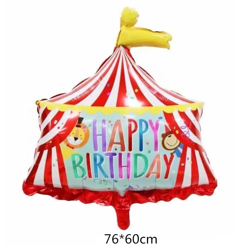 Red Circus Birthday Tent Balloons Set 32inch Foil Number Air Globos Animal Theme Party Children\'s Birthday Decorations Kids Toys