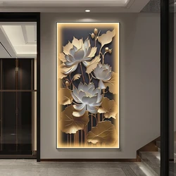 Modern Lotus LED Wall Lamp Study Living Room Dining Room Hotel Lobby Foyer Art Creative Decoration Mural Hanging Painting Light