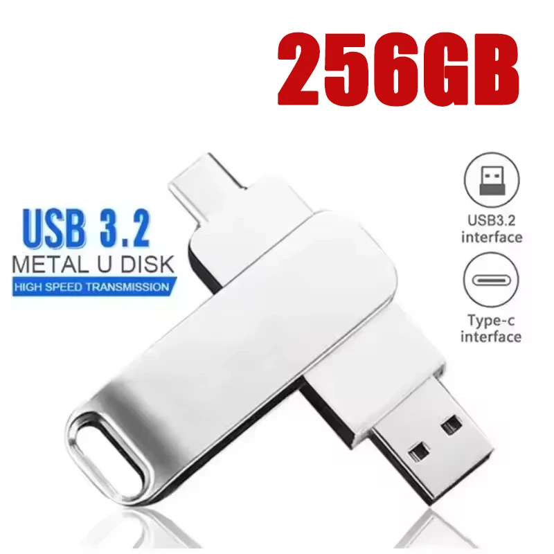 Für Xiaomi 512GB USB 3.2 2-in-1 Flash-Laufwerke U-Disk 256GB Hochgeschwindigkeits-Metall-Pendrive Wasserdichter Typ-C USB-Stick USB-Laufwerke