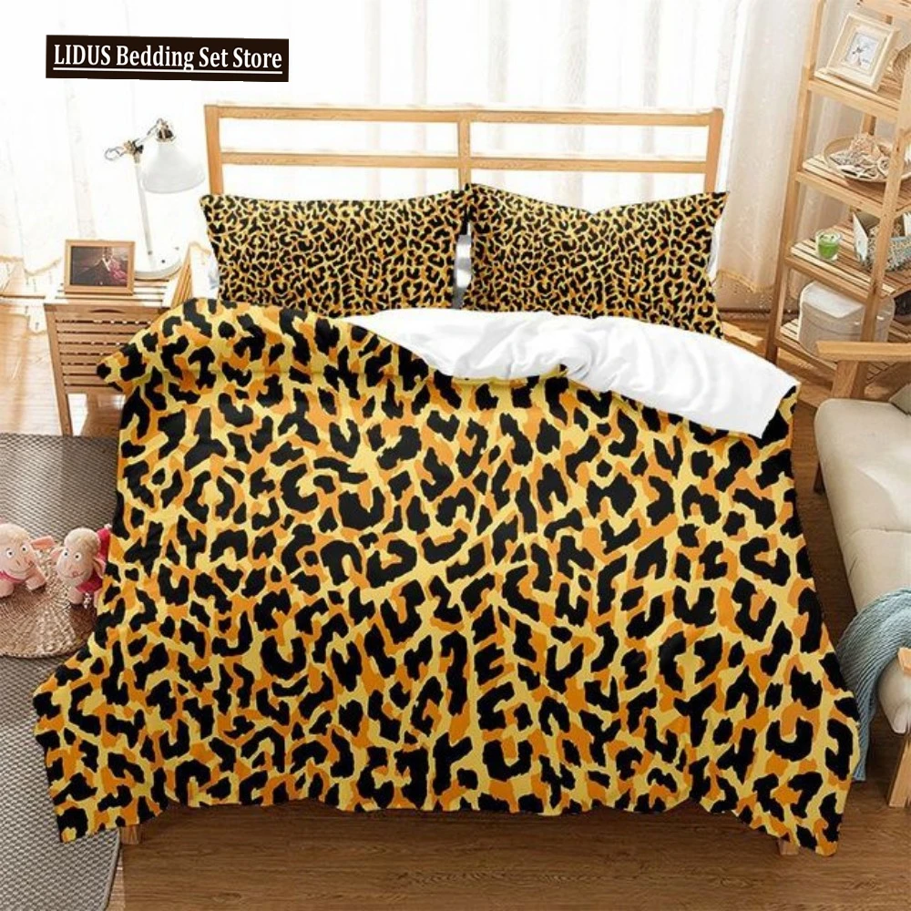 

Leopard Print Bedding Set For Women Men Teens African Animal Cheetah Duvet Cover Single Double Queen King Full Twin Duvet Cover