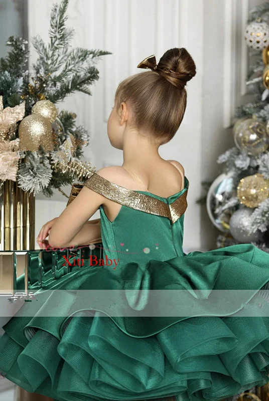 Luxurious Puffy Baby Girls Dresses Tiered Infant Girls Birthday Party Gown Christmas New Year Dress Gift 1-11 Years