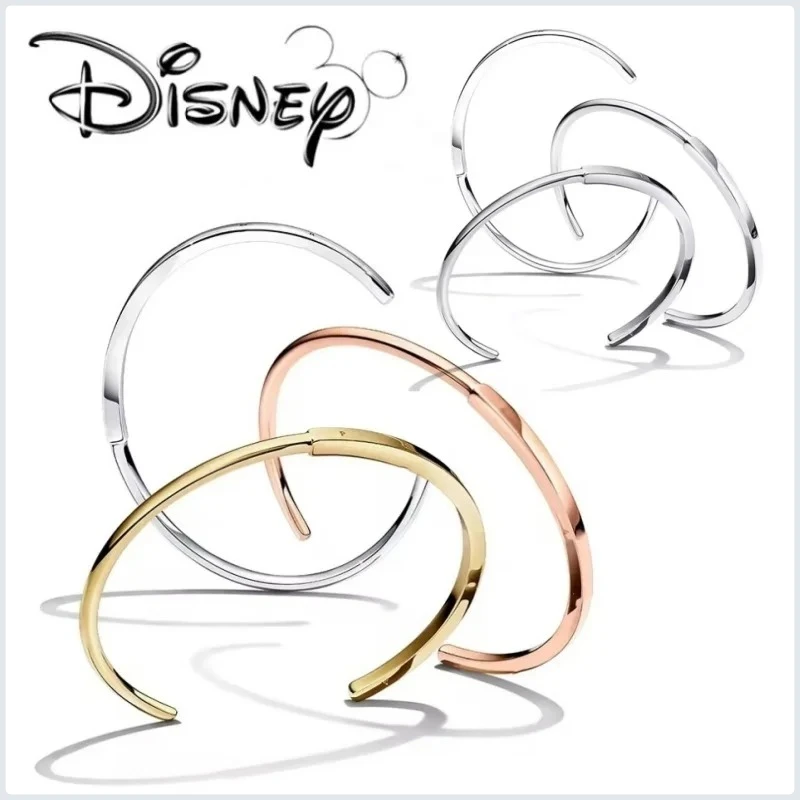 

Disney 925 Silver Plated Signature I-D Women's Bracelet Fit for Original Charm Beads DIY Mother's Day Gifts Jewelry Accessories
