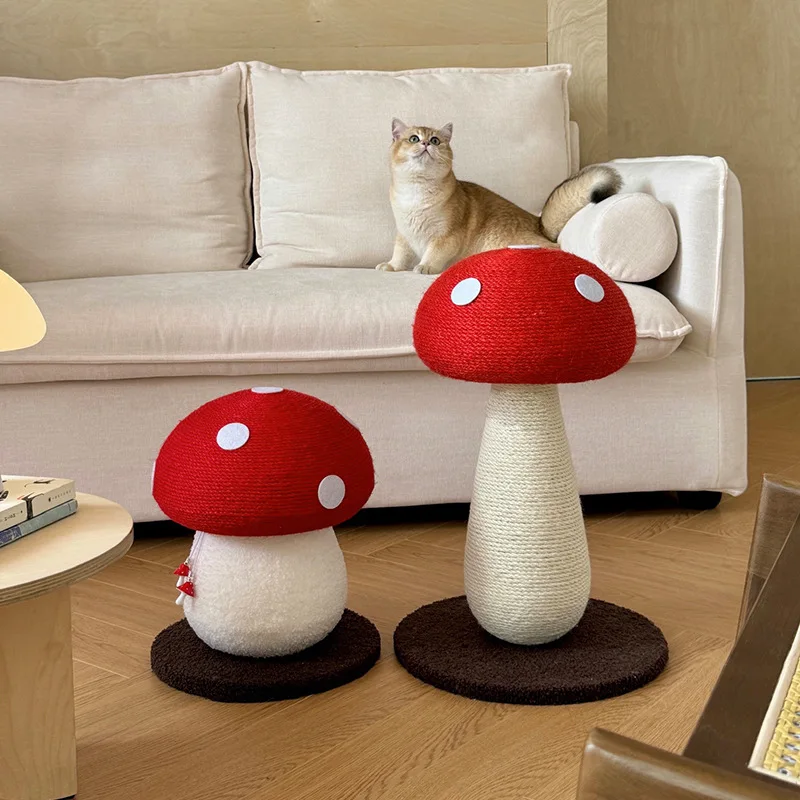 Mushroom Cat Toys Wear-resistant Cats Scratching Column  Cute Red Umbrella Pet Climbing Frame Vertical Grinding Claw Supplies