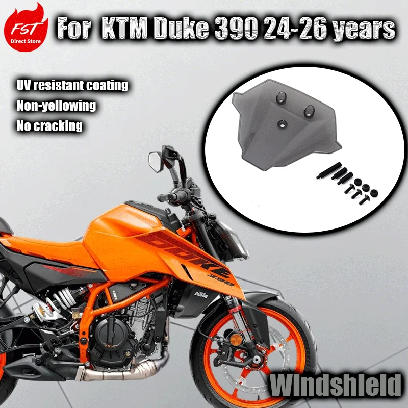 

Для мотоцикла KTM DUKE 390 2024-2026: модификация, переднее ветровое стекло, обтекатель, крышка приборной панели и ветровое стекло.
