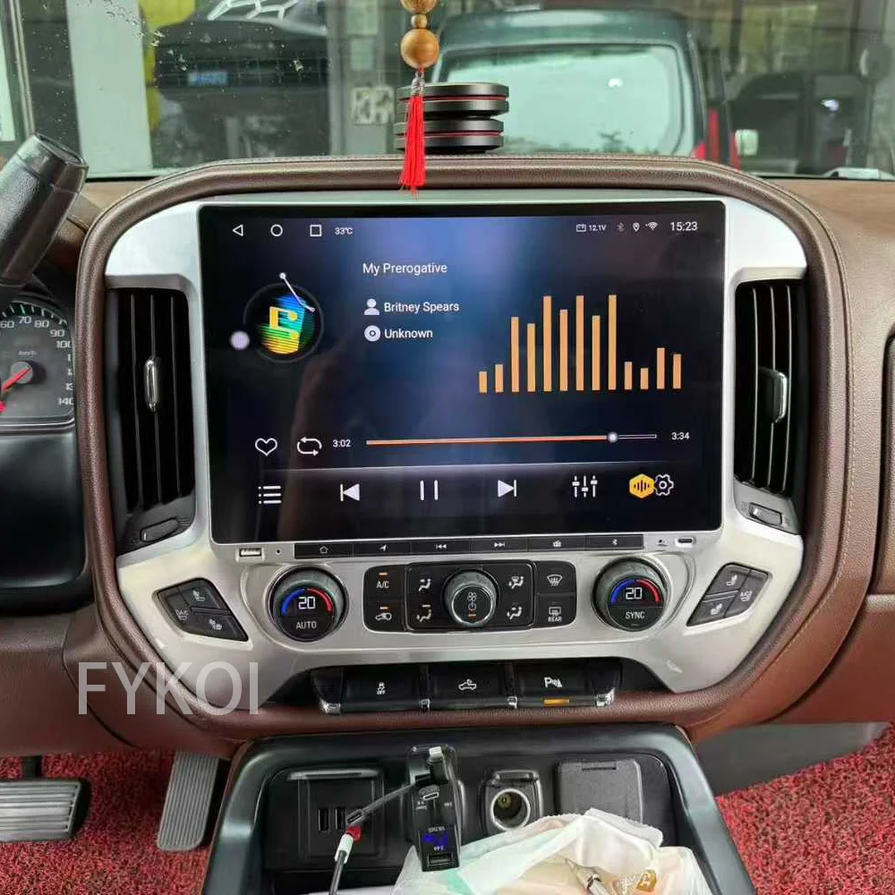 أندرويد 15 13.3 بوصة لسيارة شيفروليه سيلفرادو جي إم سي سييرا 2014-2018 شاشة كاربلاي راديو سيارة ستيريو مشغل وسائط متعددة بلوتوث نظام تحديد المواقع العالمي (GPS) #5