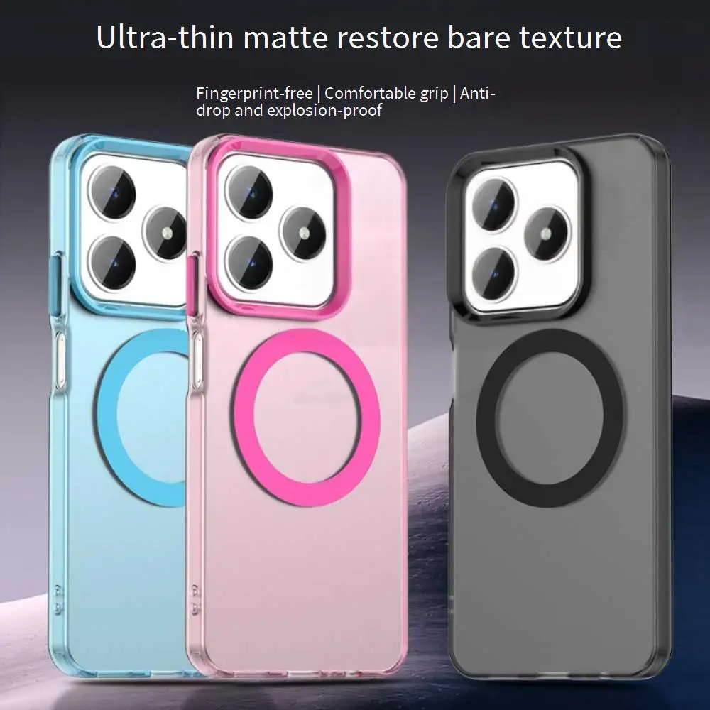 Per Magsafe Custodia per telefono opaca per Realme C61 C63 Note60 Ricarica wireless magnetica per Magsafe Realme Narzo Cover posteriore antiurto