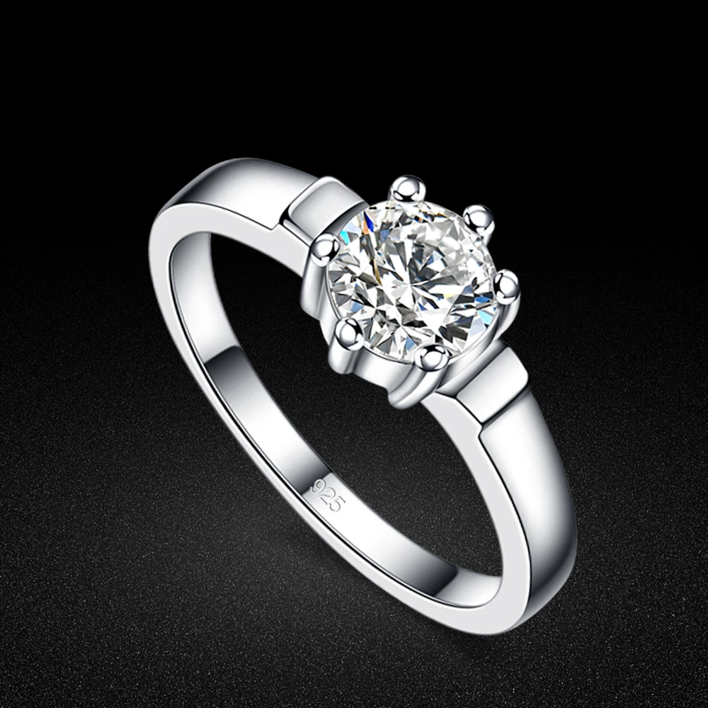 

Women's 925 Silver Wedding Ring - Infinite Sparkling Zircon, Princess Wishbone Design, Fine Engagement Finger Jewelry
