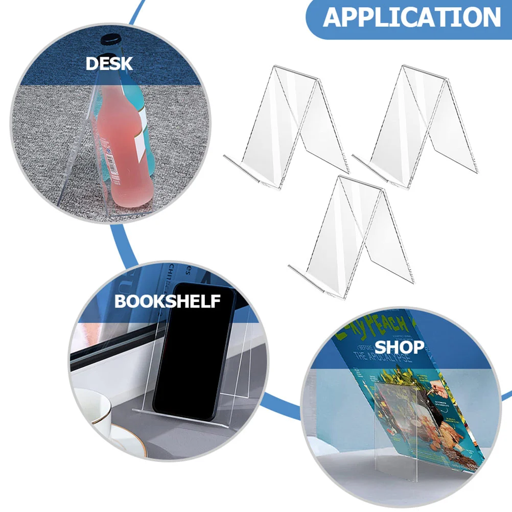 3 Pcs Acrylic Book Holder Digital Signage Magazine Display Stand Desktop Bookend Number for Easel Bracket