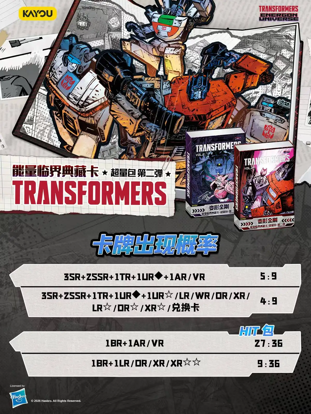 KAYOU Collection Cards Transformers - Vol.2 Chaoliang Pack Series Holo Rare Hero Cards Family Board Game Gift Fans