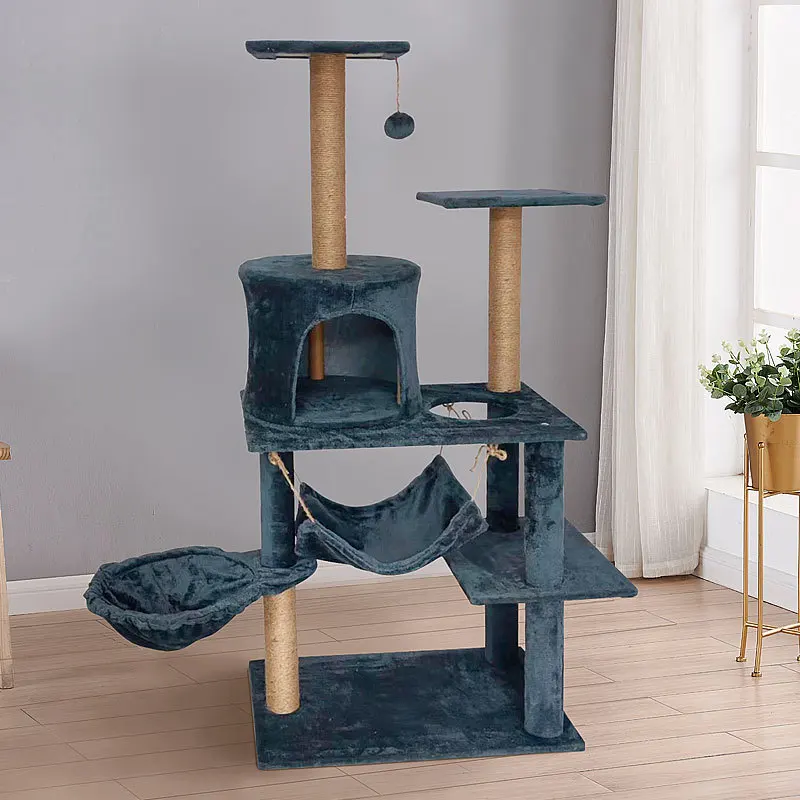 cat-tree-tower-scratcher-with-fleece-pad-sustainable-plush-and-paper-pet-bed-accessory-kit