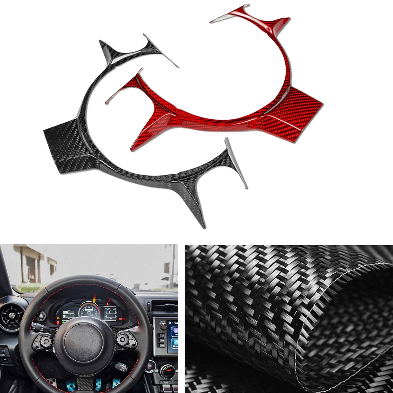 

1pcs Steering Wheel Panel Cover Trim For Toyota 86 Subaru BRZ 2017-2022 Carbon Fiber Red / Black Gear Sticker Decoration