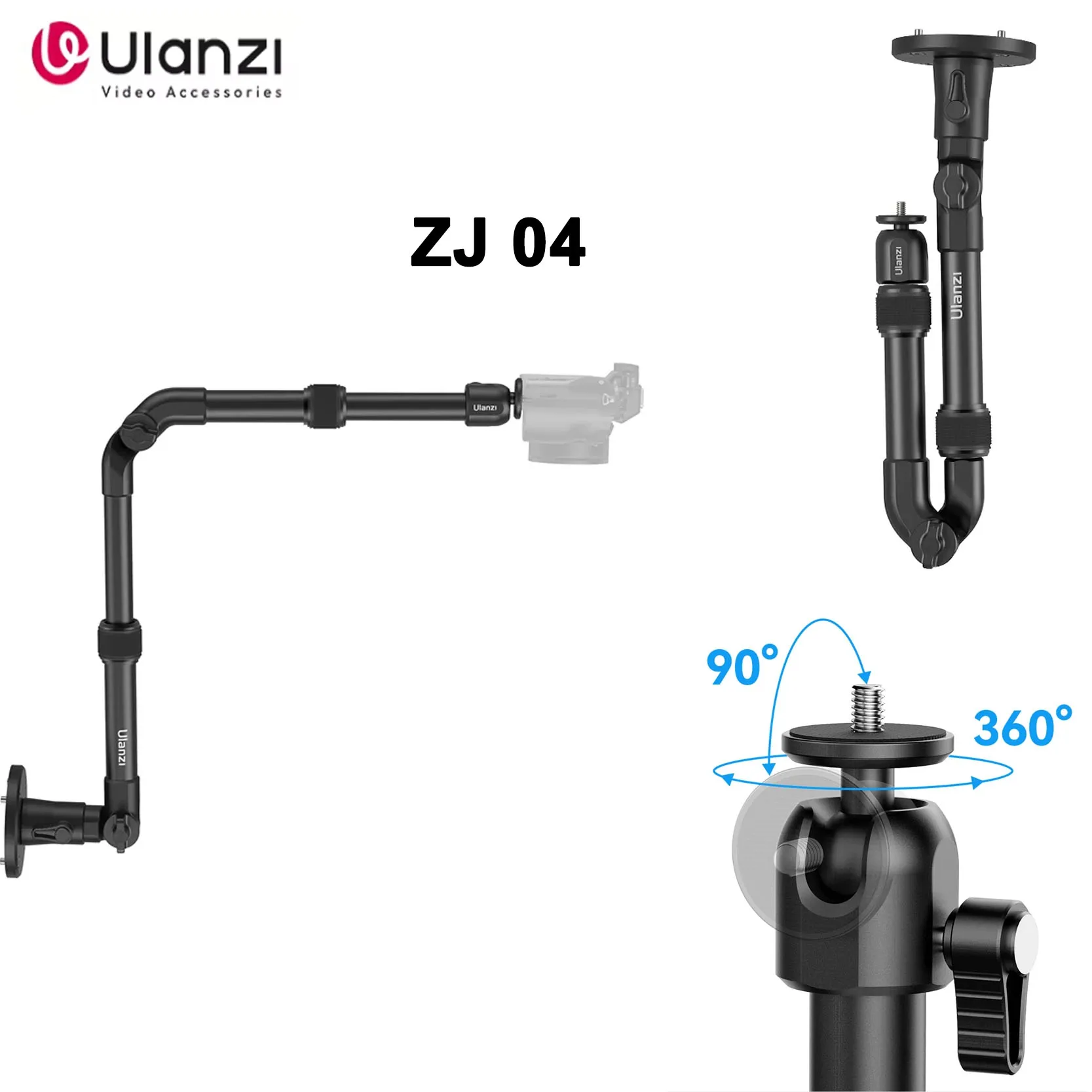 Ulanzi ZJ04 Wall Mount 360° Ballhead 2 Section Design For Long-term Shooting Livestream Camera