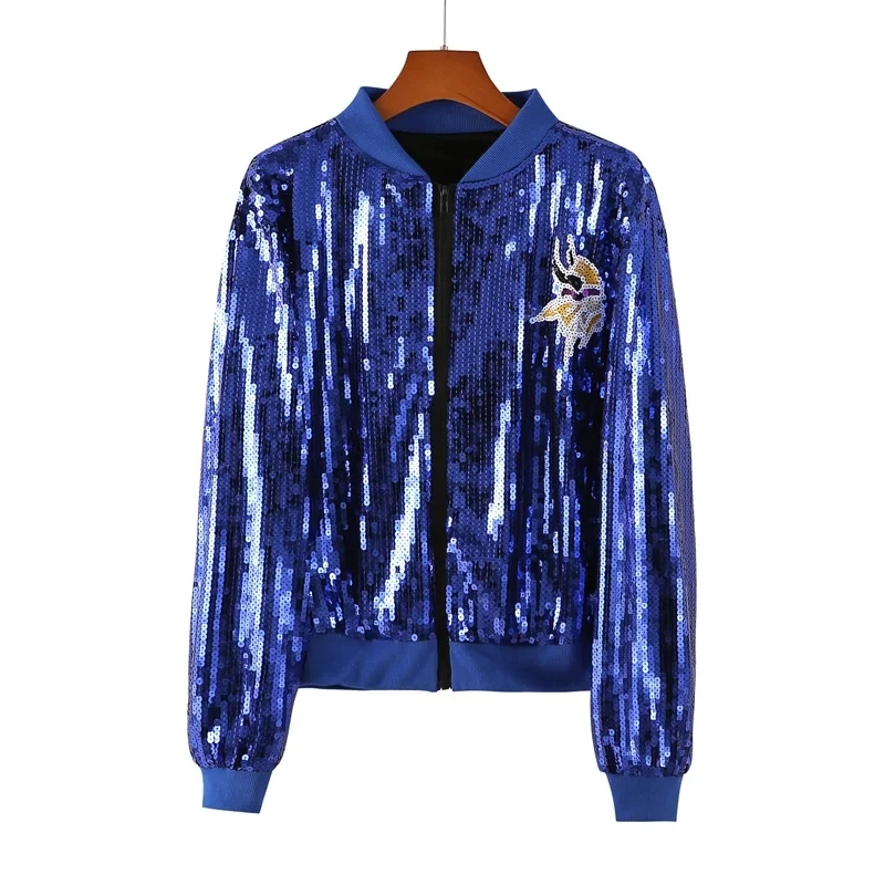 

Autumn And Winter Cartoon Character Streetwear Loose Jackets Sequins Hip Hop Long Sleeve Zipper Fashion Women's Outerwear Coats