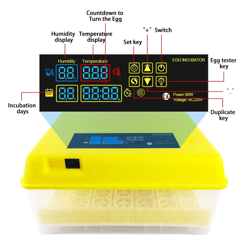 56 Egg Incubator Automatic Turner Hatchery Machine Poultry Incubator Digital Brooder chick Quail goose Incubation Tools