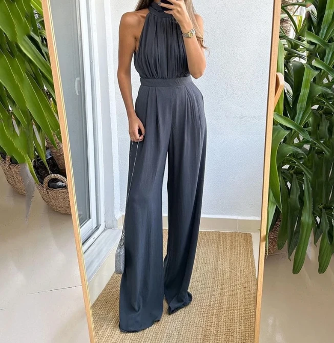 Fashion Casual Solid Color Loose Fitting Jumpsuit, New Year's Fashion Hot Selling Women's Clothing, Year's Bestseller