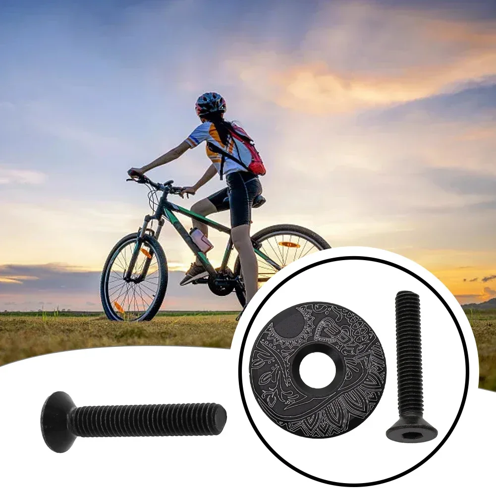 1Pc Unmarked Bicycle Headset Carbon Top Cap Aluminum Alloy Bike Stem 28.6mm Front Fork Anti-corrosion Cycling Bicycle Parts