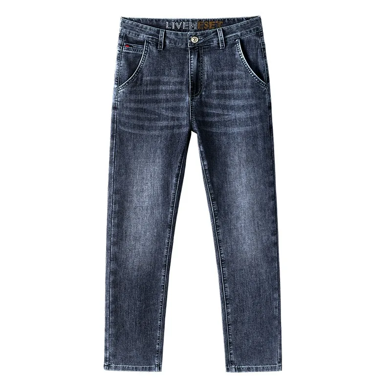 2026 Summer High Waist Straight Vintage Dark Denim Jeans Men Ultra Thin Soft Premium Luxury Daily Pants