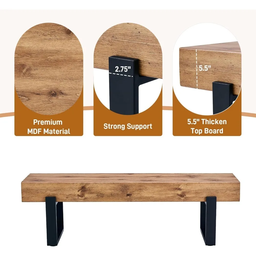 

59" Dining Bench, Farmhouse Indoor Kitchen Table Benches, Entryway Benches, Natural Wood Wash