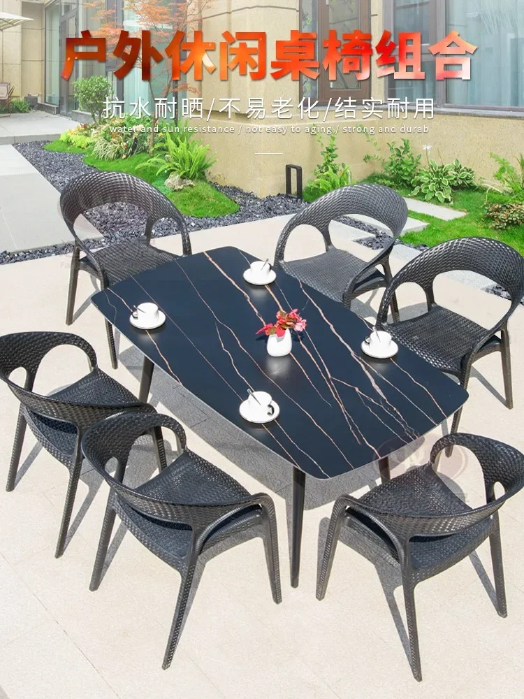 

Outdoor table and chair courtyard garden balcony imitation Teng rattan three-piece set of leisure