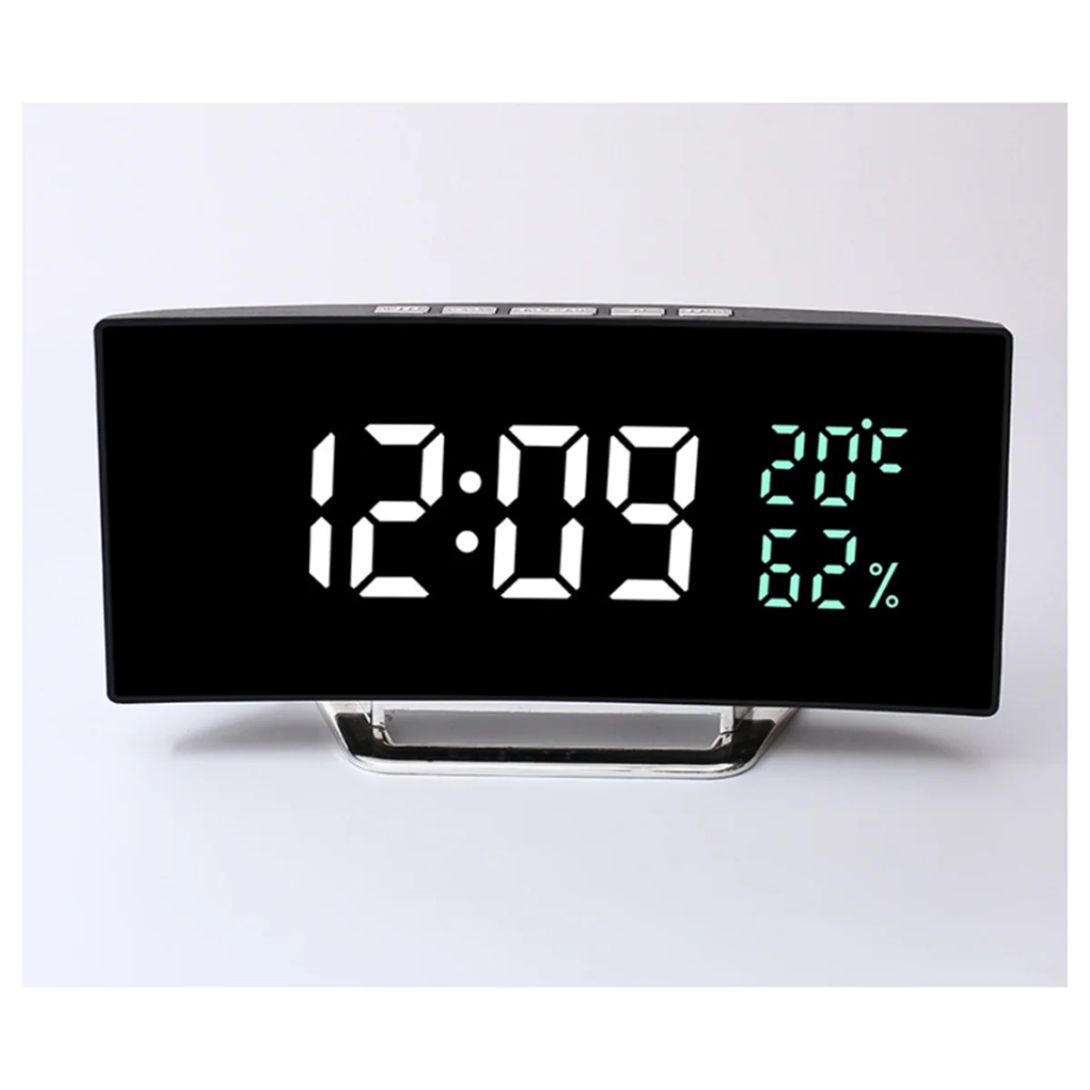 Jam LED Layar Melengkung dengan Tampilan Suhu dan Kelembapan Cermin Jam Alarm Digital Jam Multifungsi 7816