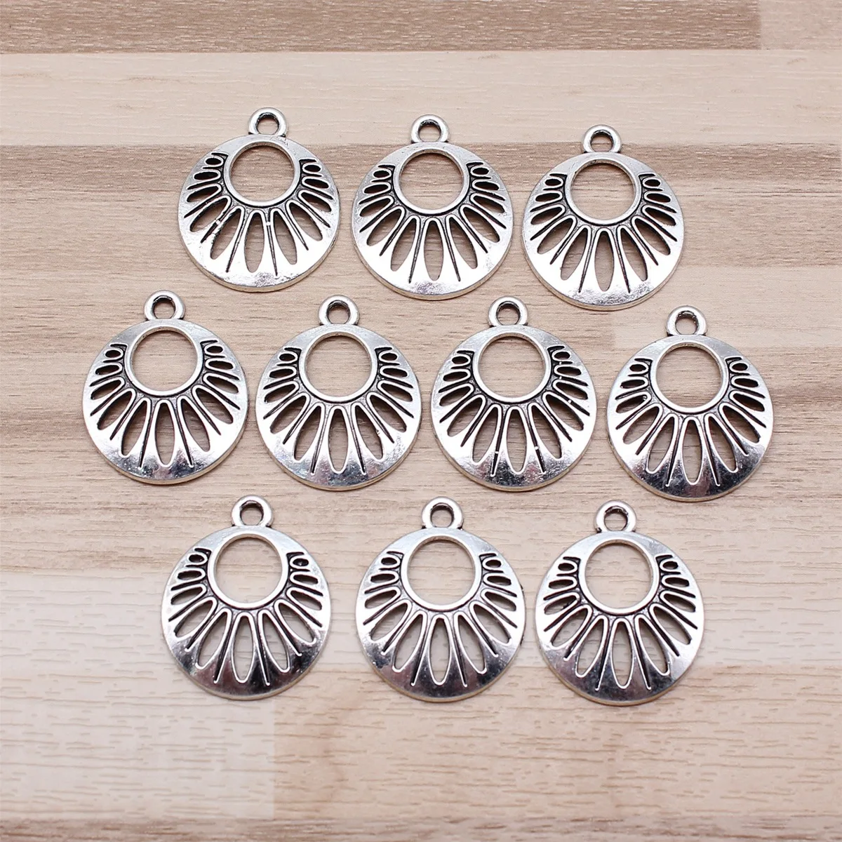 IFOCUS 10pcs/Lot Flower Charms For DIY Jewelry Making Zinc Alloy 19x23mm/0.75x0.91inch