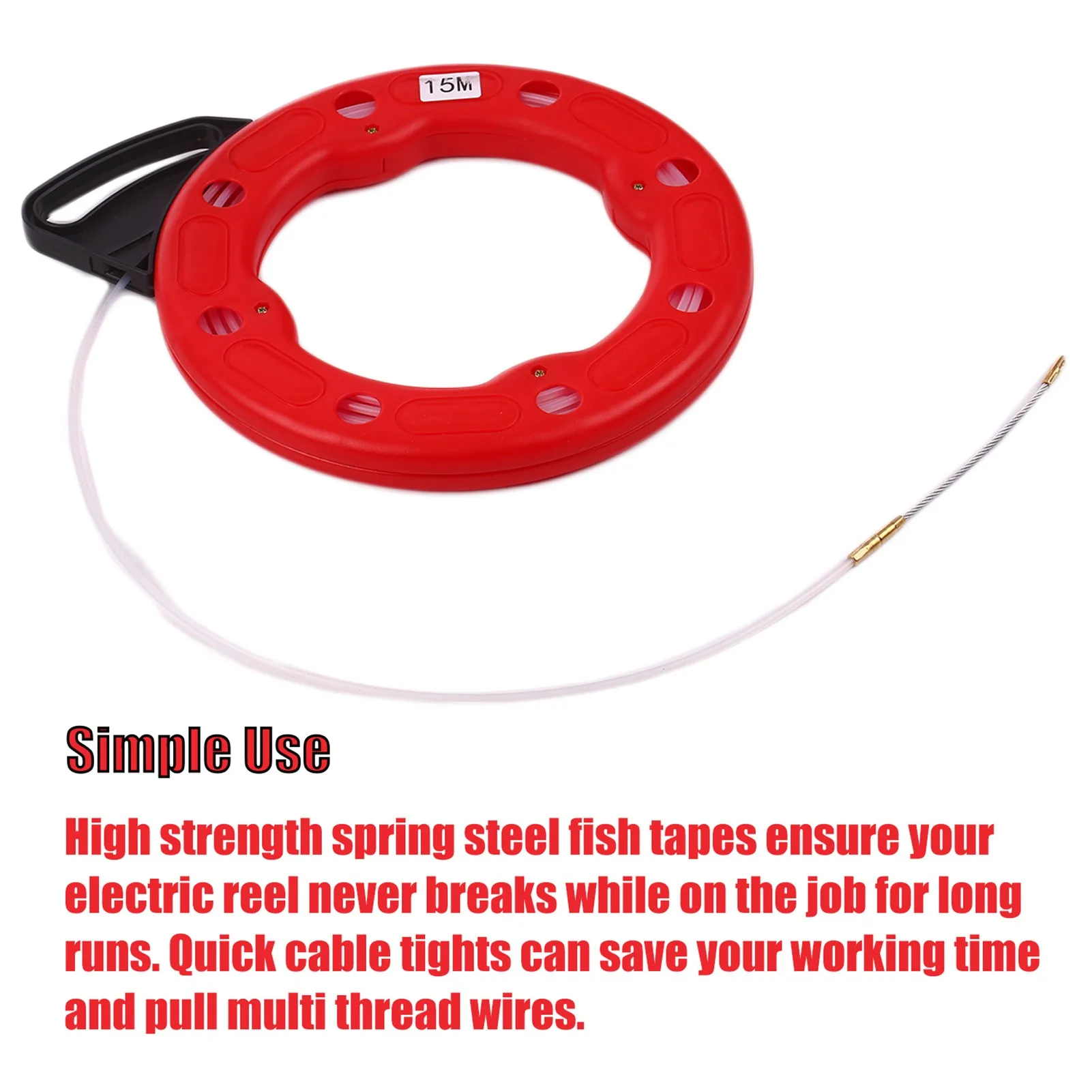 Fiberglass Fish Tape Reel Puller Conductive Electrical Cable Puller with Impact Case Electric Or Communication Wire Puller Use f