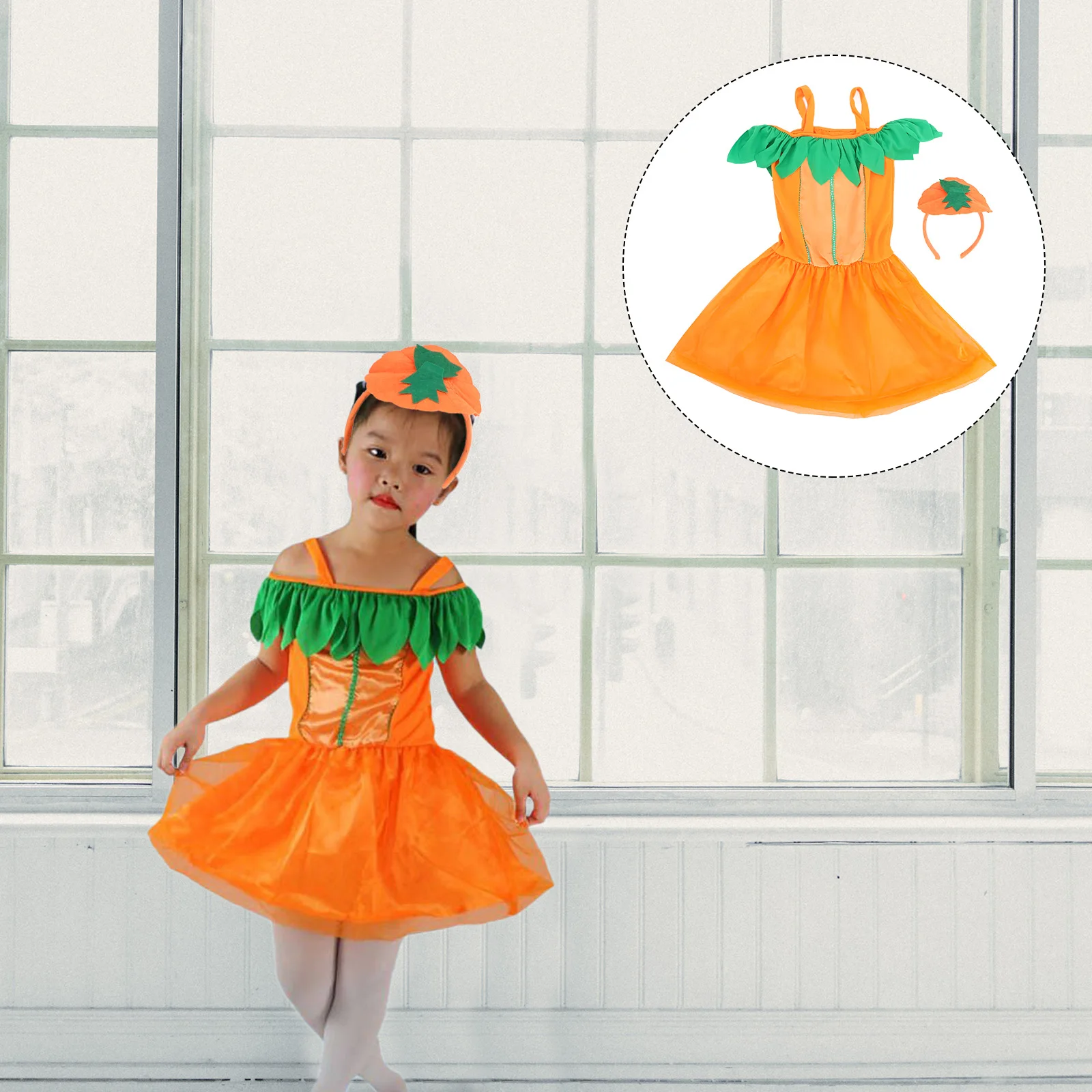 

1 set Halloween Pumpkin Costume Fancy Dress Set Pumpkin Outfit Hairband Adorable Party Cosplay Prop Decorative Festival