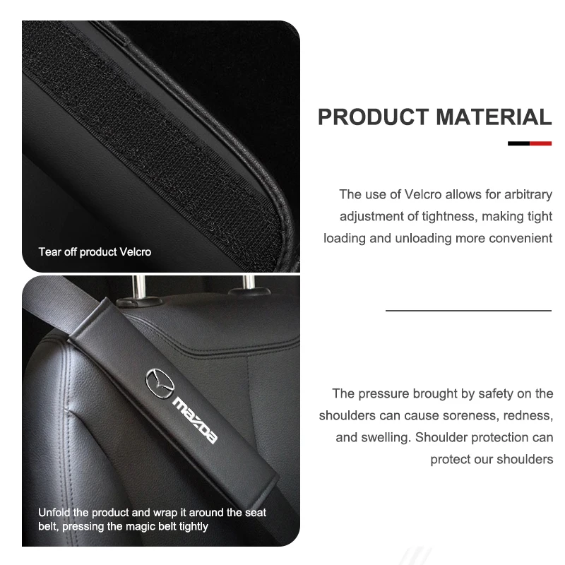 Car Seat Belt Pad Shoulder Protection Cover Interior Accessories For Mazda Atenza Demio CX3 CX5 CX7 CX30 MX3 MX5 Speed MPE MS