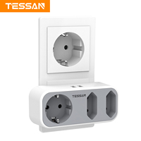 Tessan 5-in-1 Multiple Socket with 2 USB Ports, 3-Way Multi-Socket Adapter with USB Charging Ports, Compatible with iPhone, iPad