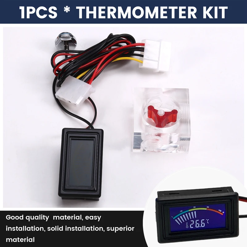 Three Way Flow Meter LED Thermometer For Water Cooling Liquid Cooler Computer Radiator Supplies Temperature Meter