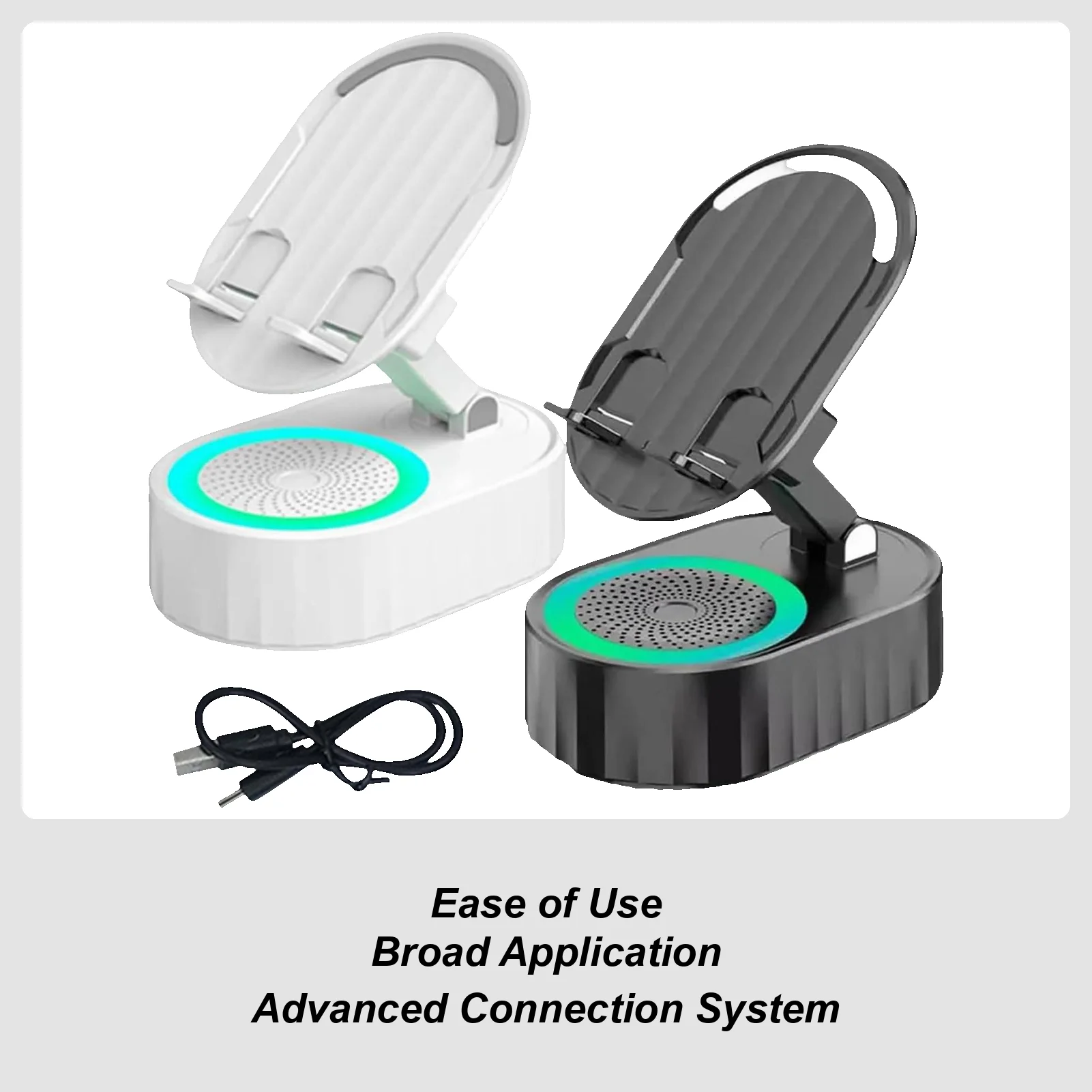 

Подставка для мобильного телефона с динамиком Подставка для телефона для стола Складная регулируемая док-станция для смартфона с окружающим освещением для настольных путешествий